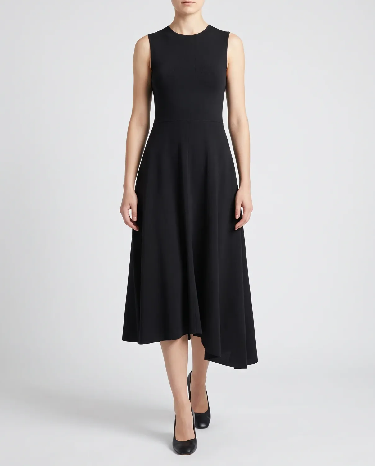 FLARED CREPE MAXI DRESS