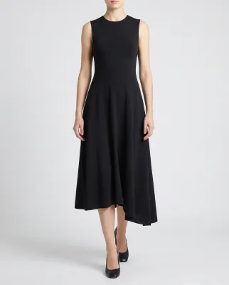 FLARED CREPE MAXI DRESS