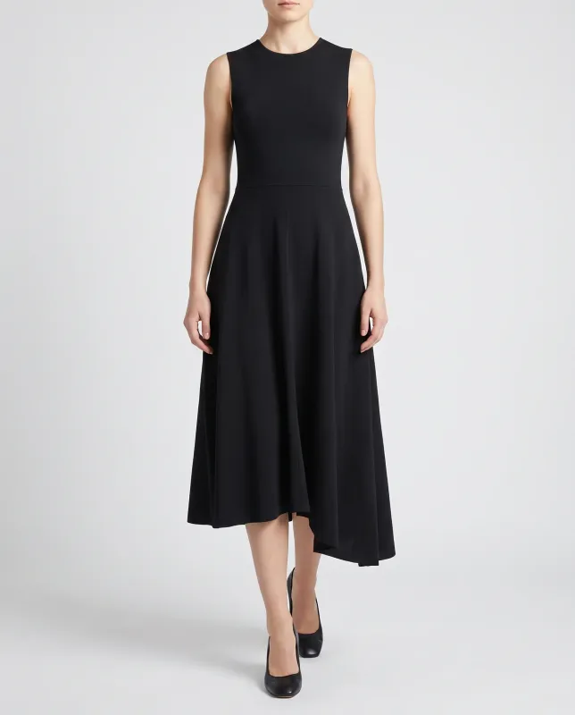 FLARED CREPE MAXI DRESS
