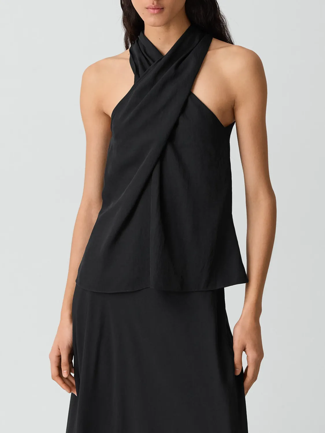 TWISTED HALTER TOP IN WASHED TWILL
