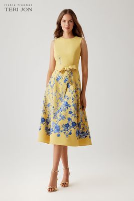 CREPE FLORAL PRINTED A-LINE DRESS 26958