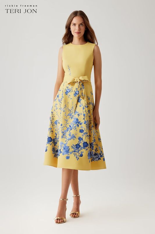 CREPE FLORAL PRINTED A-LINE DRESS 26958