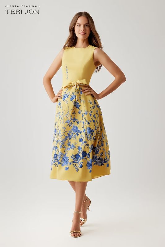 CREPE FLORAL PRINTED A-LINE DRESS 26958