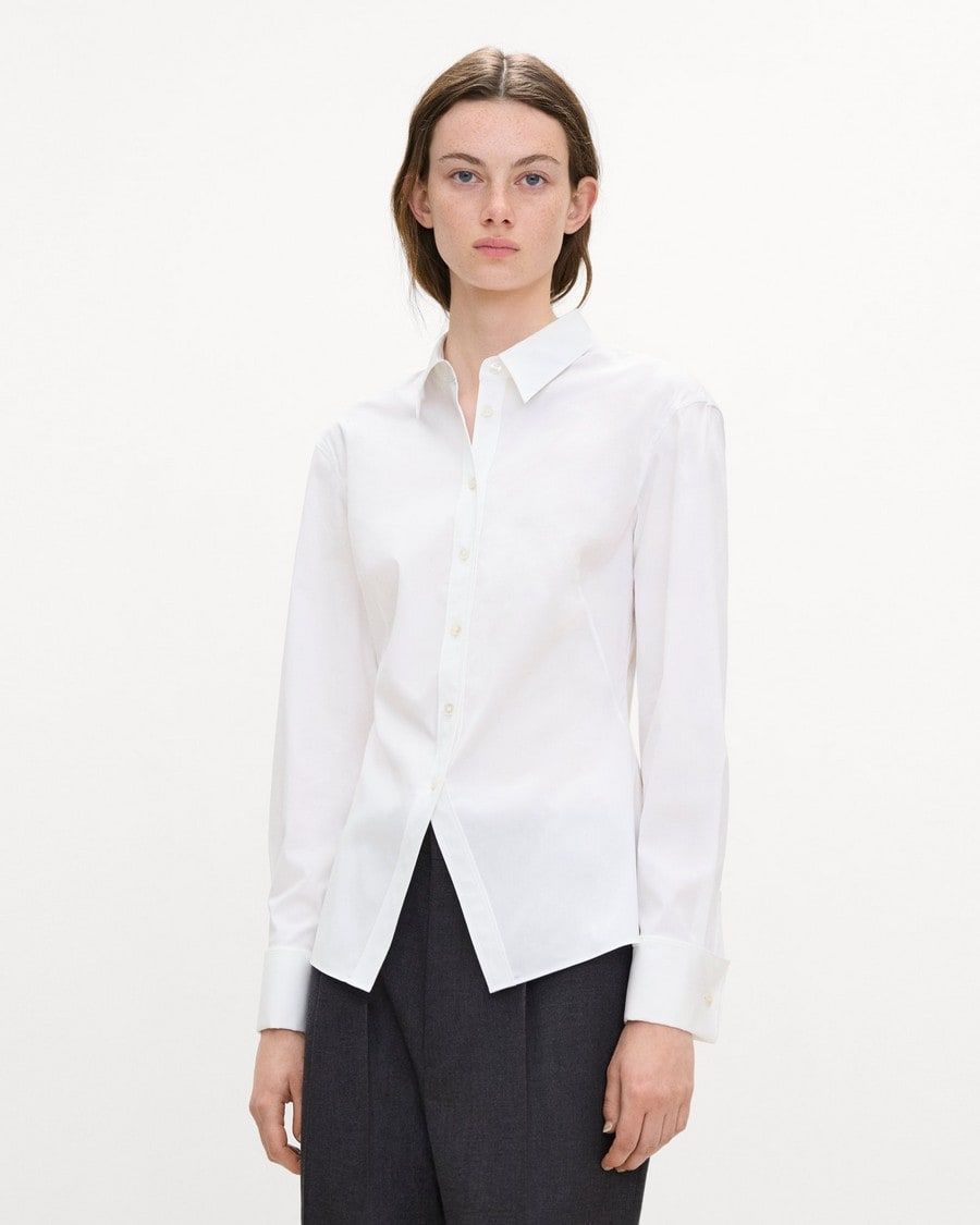 CUTAWAY SHIRT IN GOOD POPLIN, Color: WHITE, Size: S