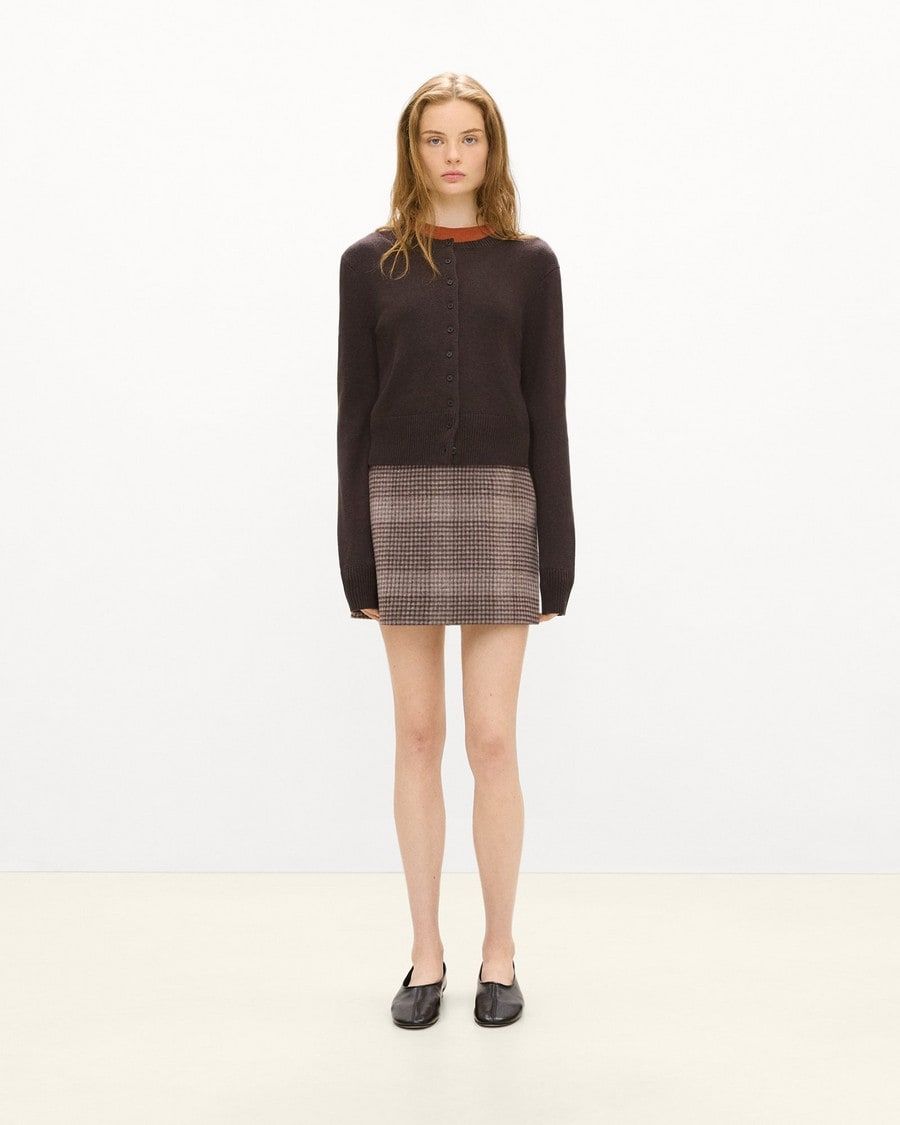 A-LINE MINI SKIRT IN PLAID WOOL-CASHMERE