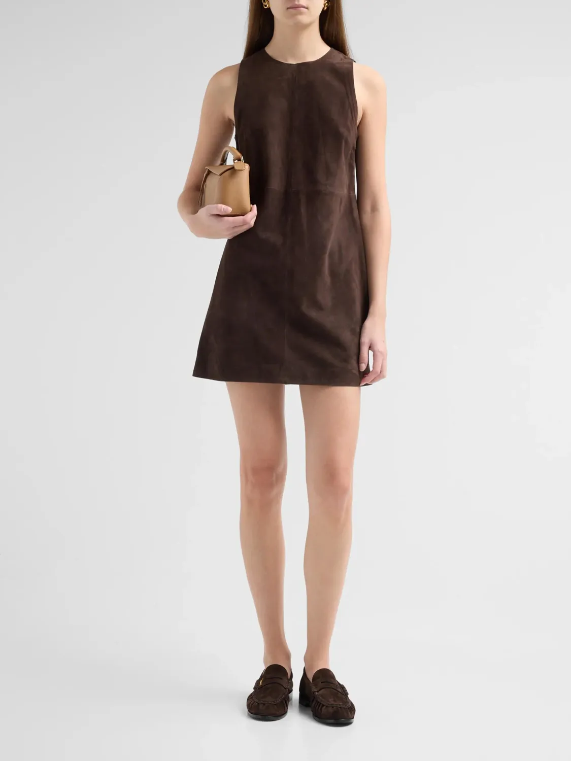 SUEDE SHIFT MINI DRESS
