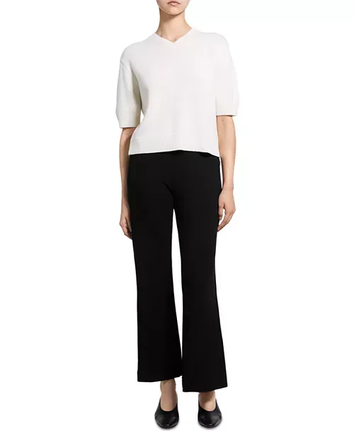 CROPPED V-NECK TEE IN CASHMERE