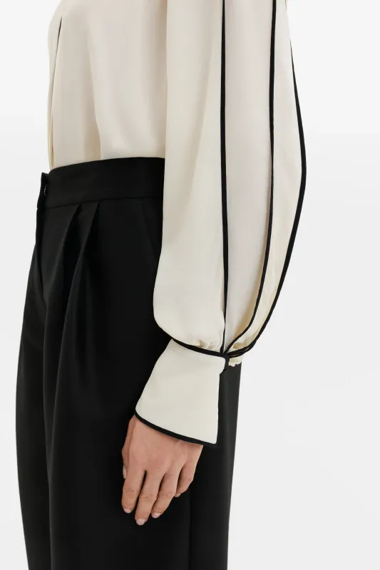 BEA CONTRAST EDGE CHIFFON BLOUSE
