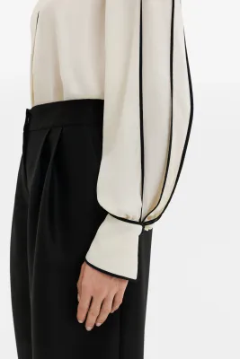 BEA CONTRAST EDGE CHIFFON BLOUSE