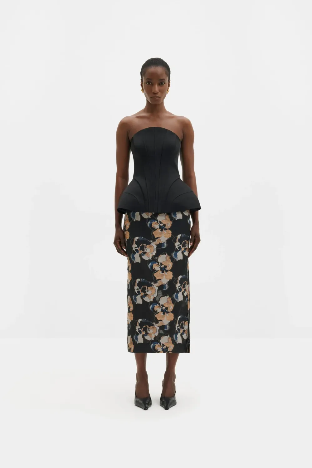 SANNA STRAIGHT SHEER JACQUARD MIDI SKIRT