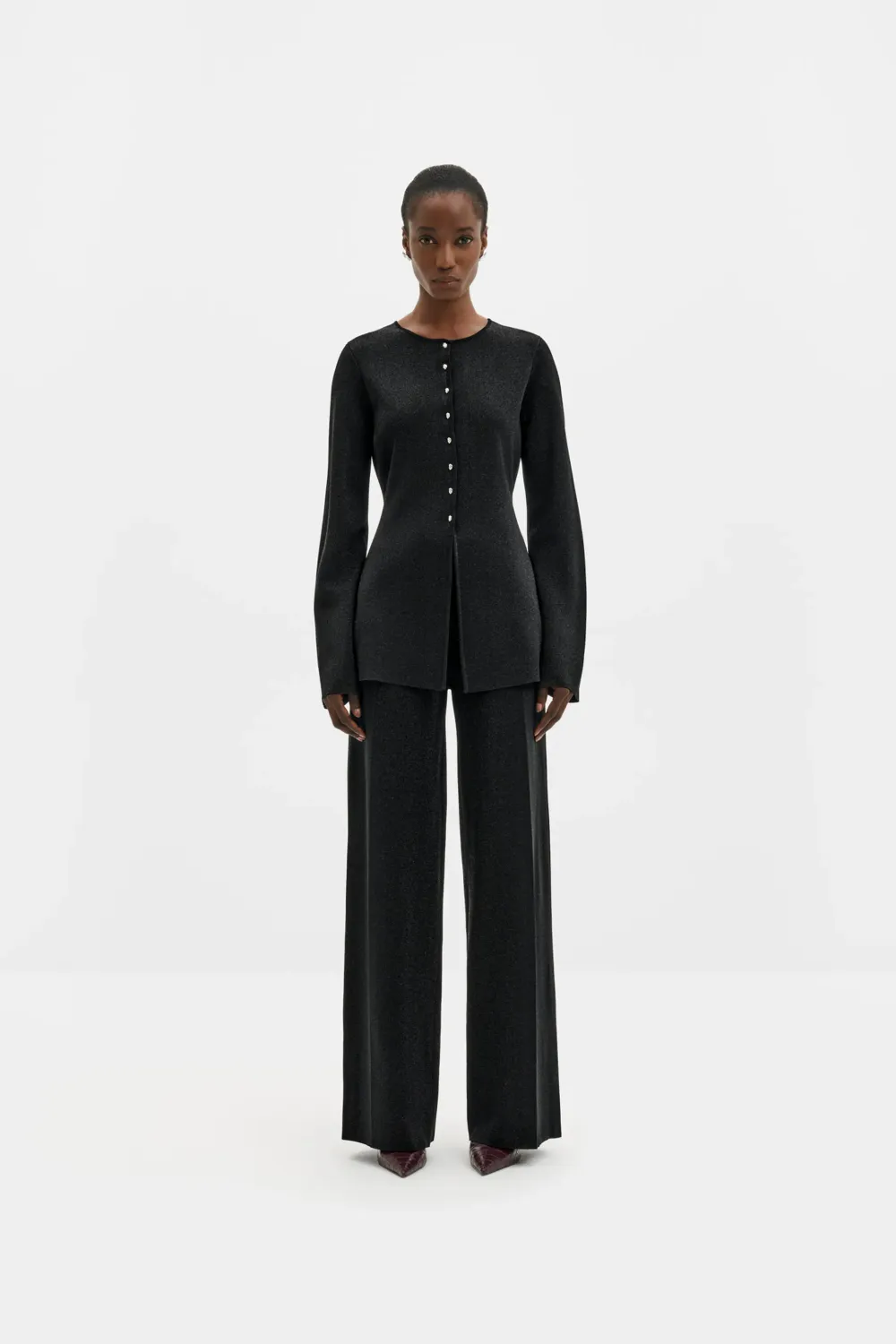 AMMIE METALLIC KNIT STRAIGHT PANTS