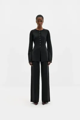 AMMIE METALLIC KNIT STRAIGHT PANTS