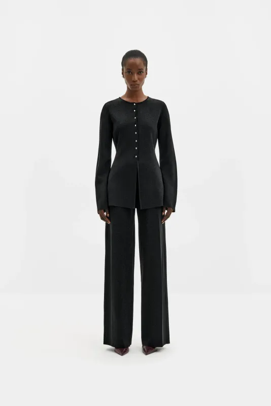 AMMIE METALLIC KNIT STRAIGHT PANTS