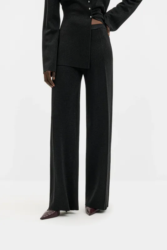 AMMIE METALLIC KNIT STRAIGHT PANTS