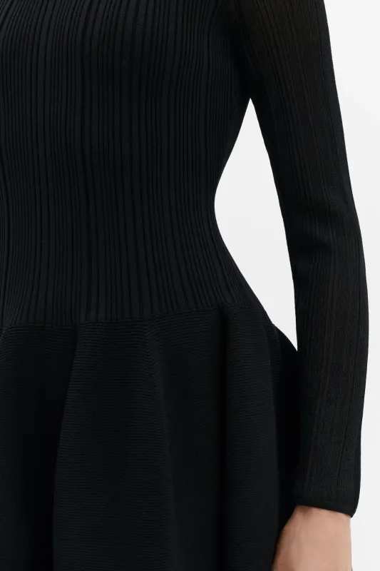 ELONA LONG SLEEVED MIDI DRESS WITH VOLUMINOUS SKIRT