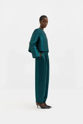 RUTHIE SLIT-SLEEVE SATIN BLOUSE