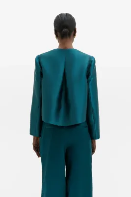 RUTHIE SLIT-SLEEVE SATIN BLOUSE