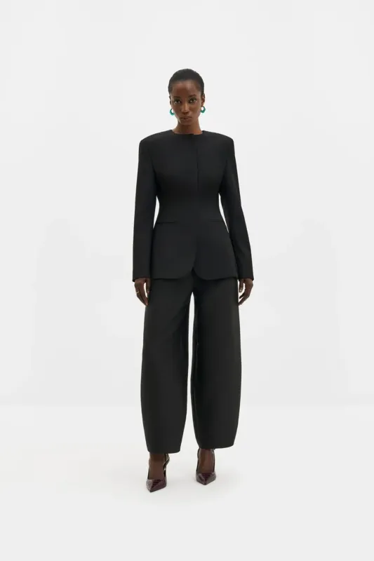 SMILLA BARREL LEG WOOL-SILK TROUSERS
