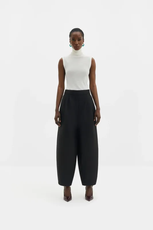SMILLA BARREL LEG WOOL-SILK TROUSERS