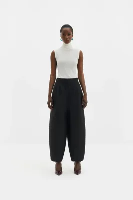 SMILLA BARREL LEG WOOL-SILK TROUSERS