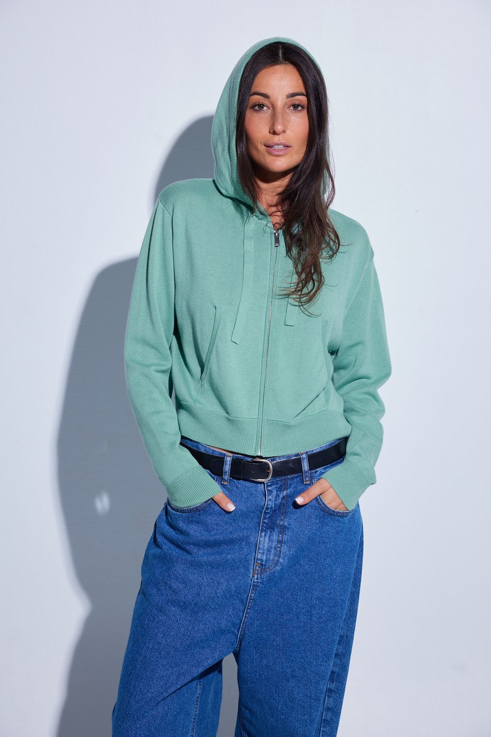 CSC RIO CROP HOODIE, Color: CRICKET, Size: 0/XS