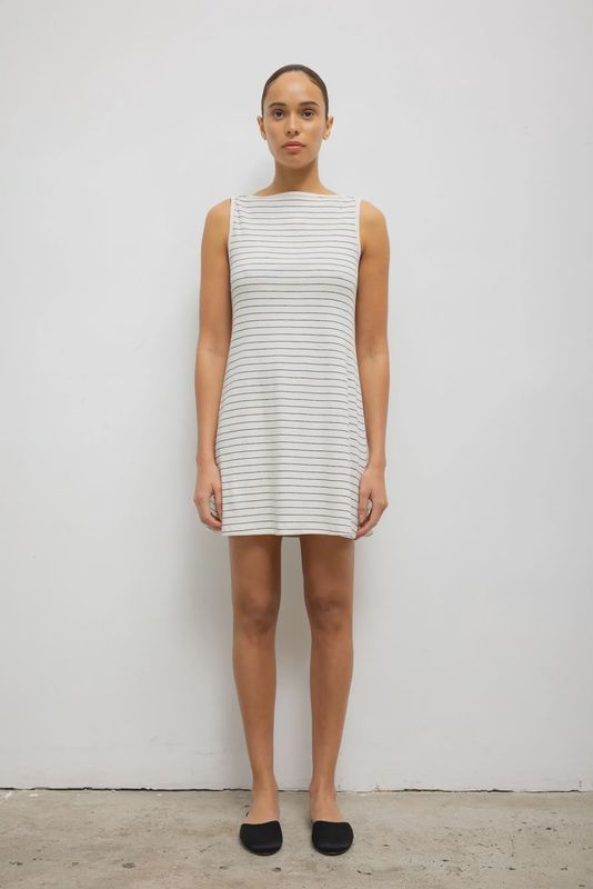 NANDO STRIPE BOATNECK MINI DRESS