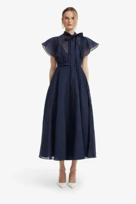 ELSIE FLUTTER SLEEVE MIDI DRESS