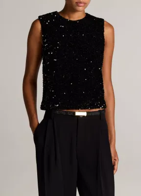 SEQUINED VELVET SHELL