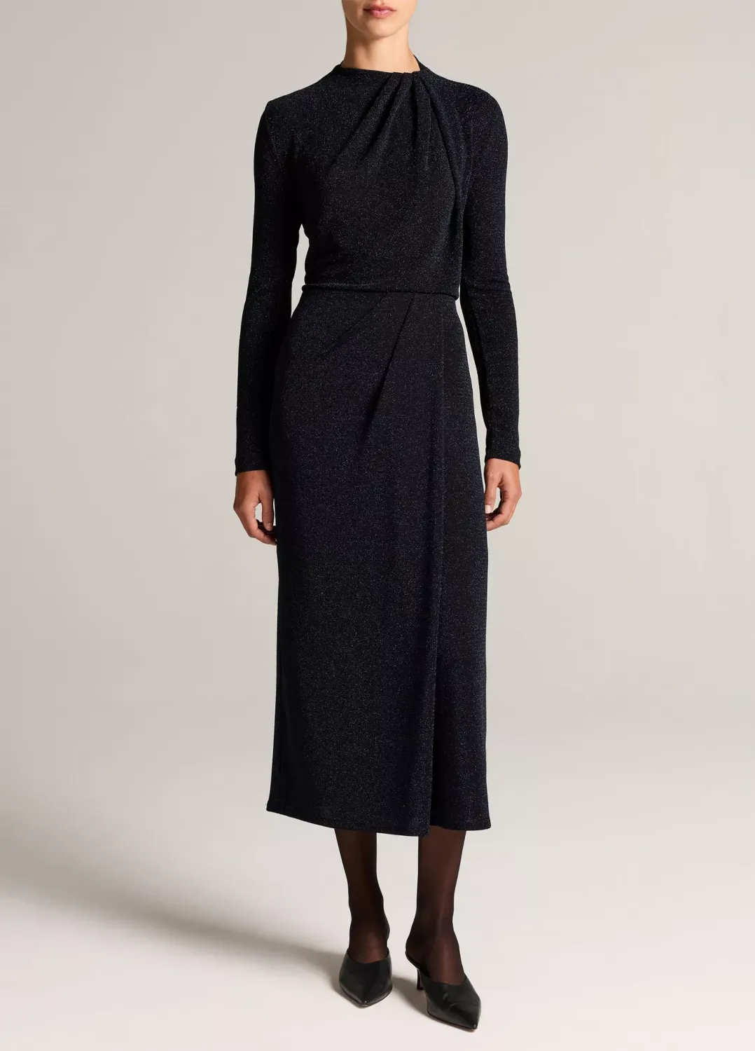 METALLIC JERSEY DRAPED SKIRT