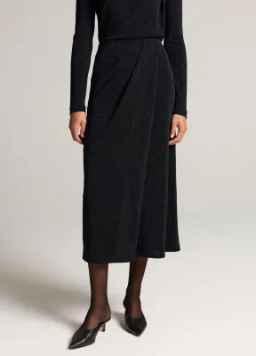 METALLIC JERSEY DRAPED SKIRT