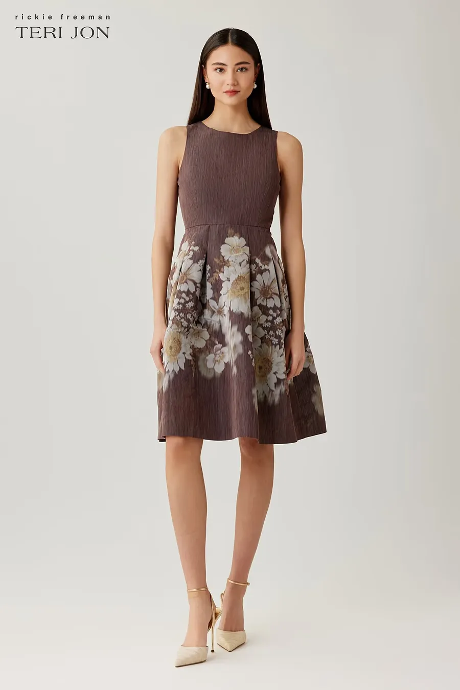 MIKADO FLORAL PRINTED FIT AND FLARE DRESS 26333D