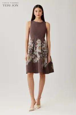 MIKADO FLORAL PRINTED FIT AND FLARE DRESS 26333D