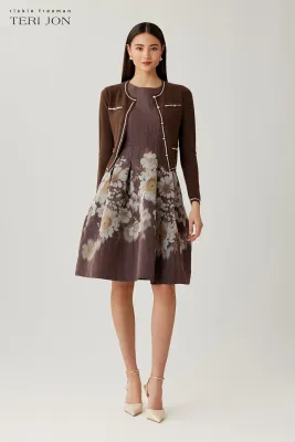 MIKADO FLORAL PRINTED FIT AND FLARE DRESS 26333D
