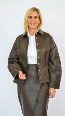 LEATHER ASYMMETRICAL PENCIL SKIRT