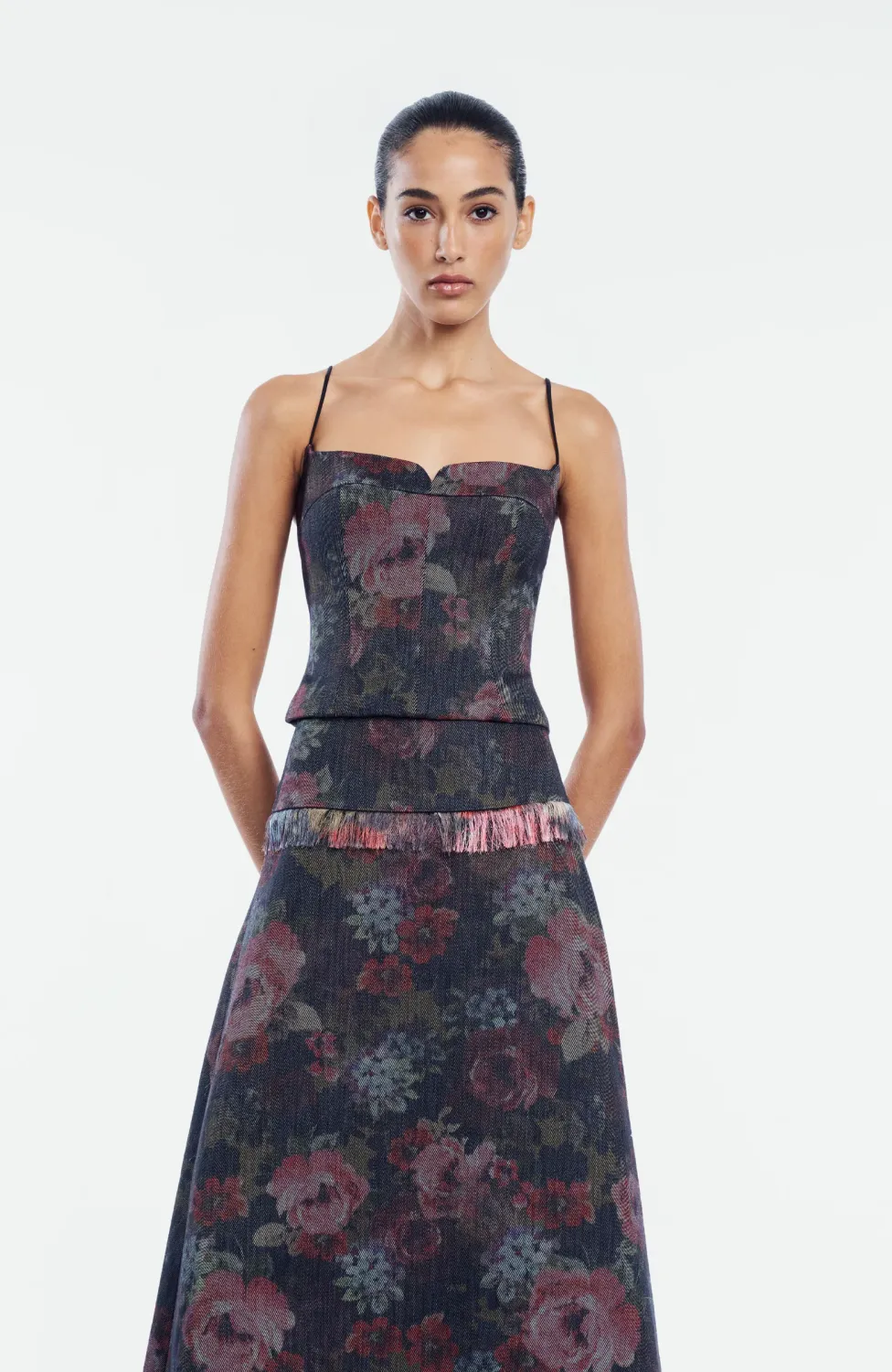 FLORAL DENIM BUSTIER