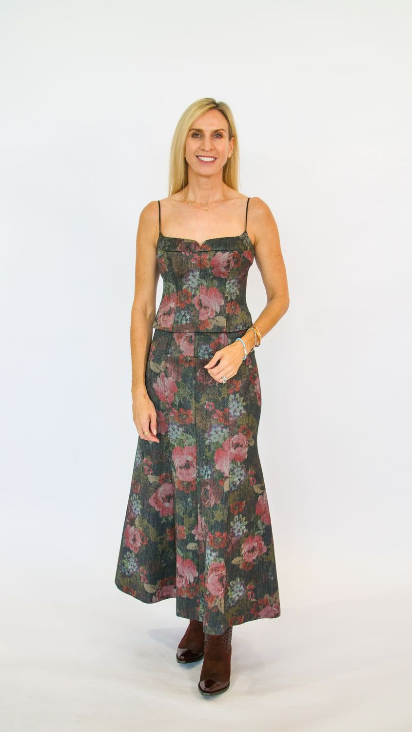 FLORAL DENIM BUSTIER