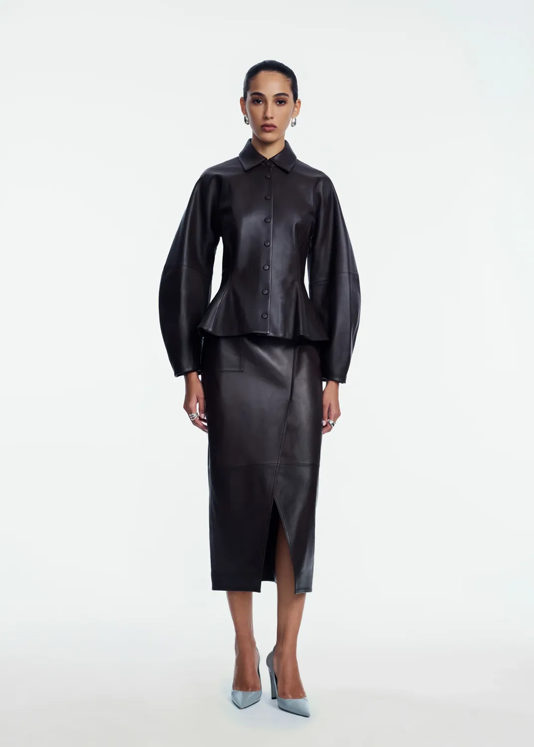 LEATHER PEPLUM JACKET