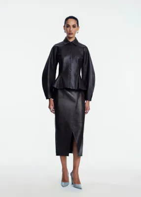LEATHER PEPLUM JACKET