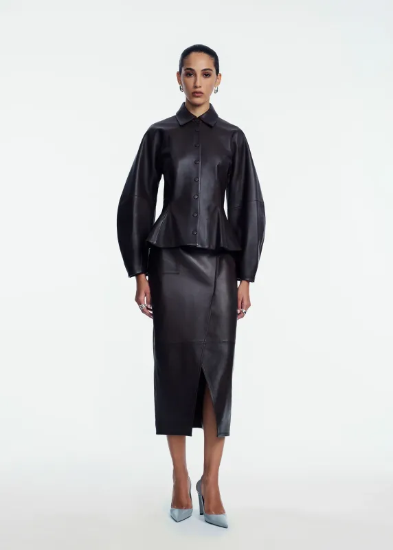 LEATHER PEPLUM JACKET