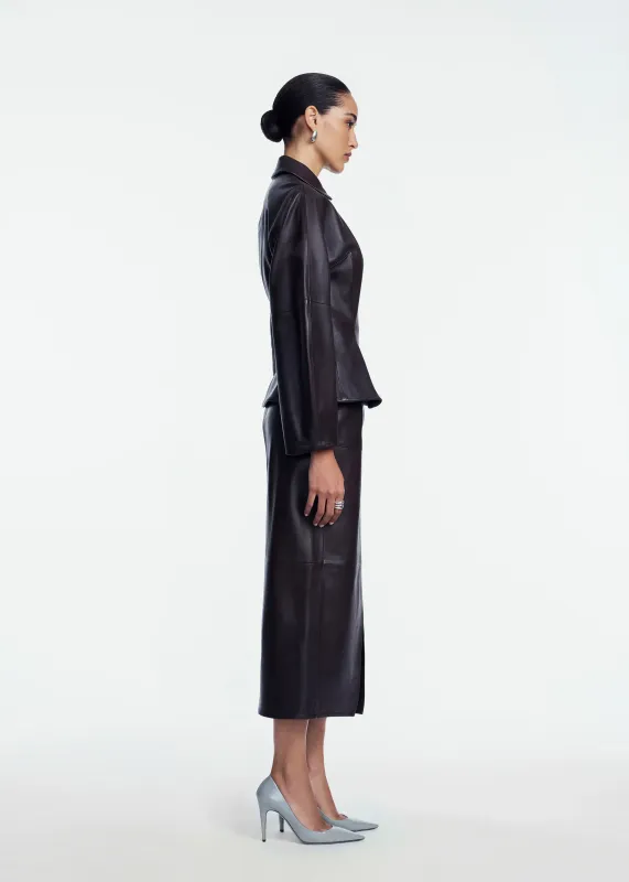 LEATHER PEPLUM JACKET