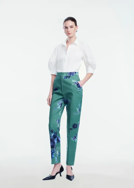 COTTON POPLIN SHIRRED SLEEVE SHIRT