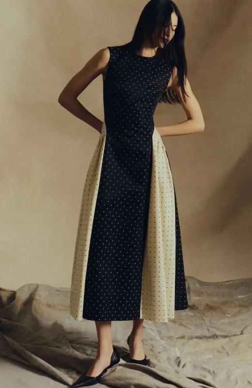 POLKA DOT JACQUARD ALEXIS DRESS