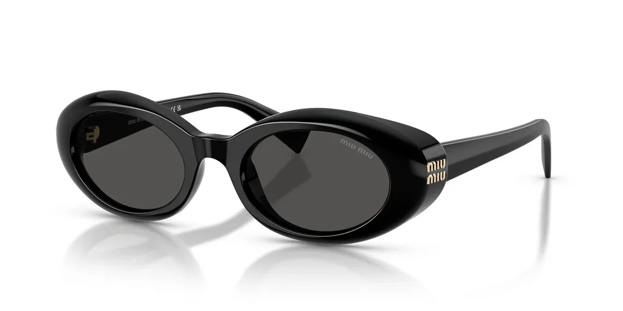 MIU MIU SUNGLASSES 0MU B09SF, Color: 16K08Z/BLACK W/ DARK GREY LENS, Size: 52