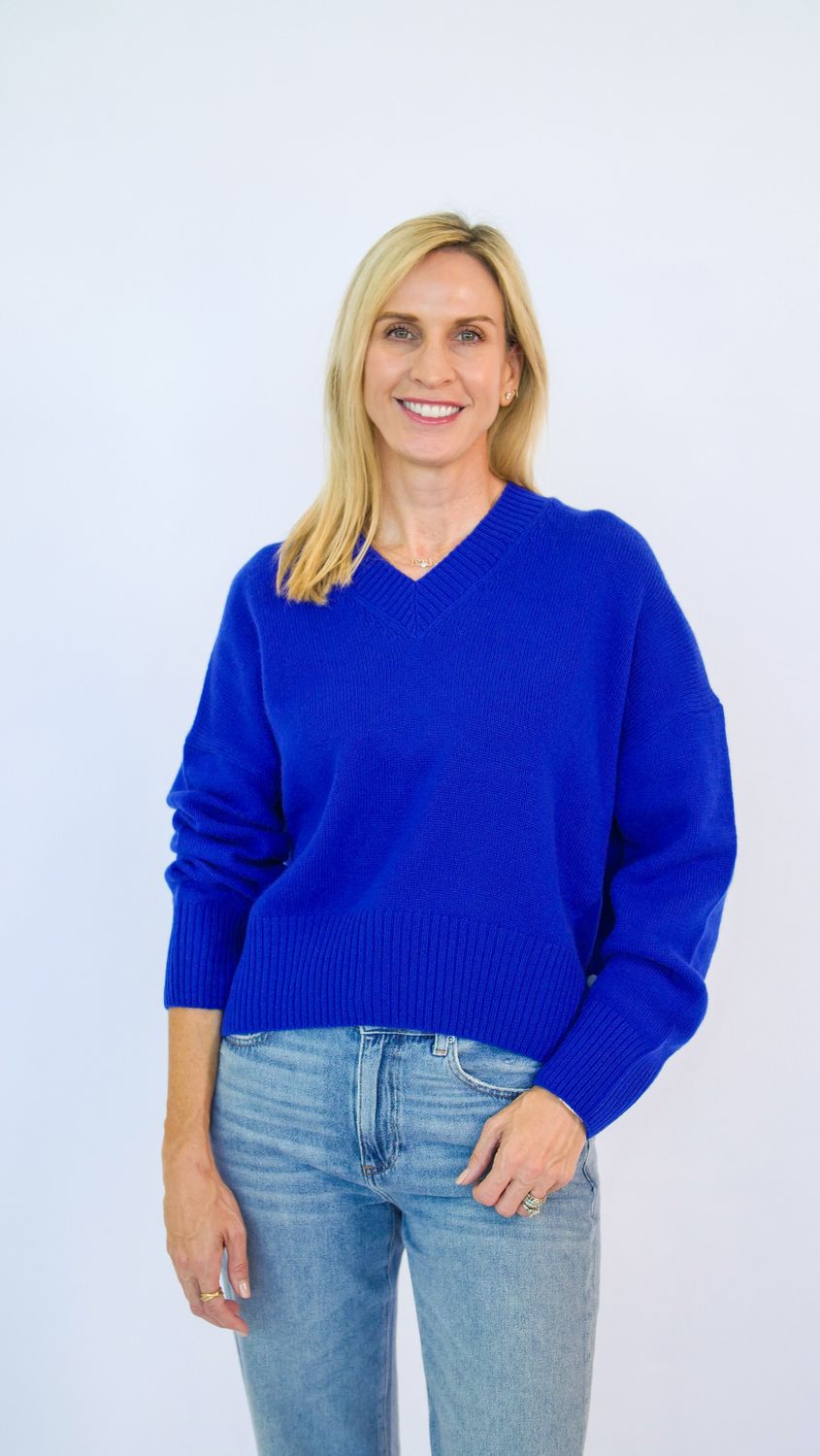 CHUNKY CARMEN V NECK CASHMERE SWEATER