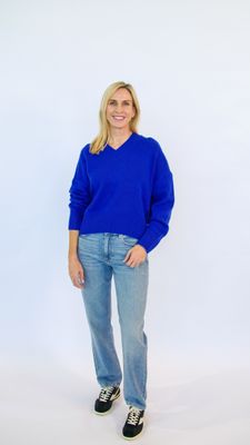 CHUNKY CARMEN V NECK CASHMERE SWEATER