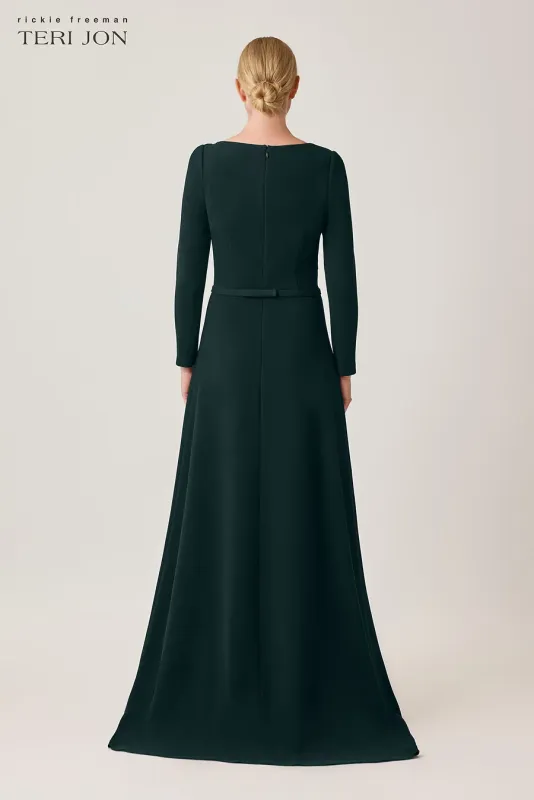 CREPE DRAPE NECK A-LINE GOWN 267043