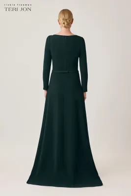 CREPE DRAPE NECK A-LINE GOWN 267043
