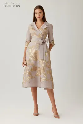 JACQUARD METALLIC PRINTED SHIRT DRESS 267230