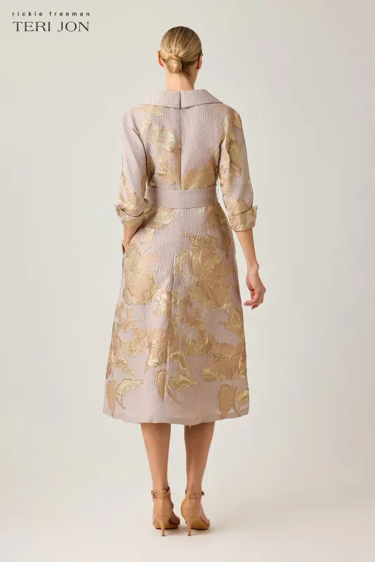 JACQUARD METALLIC PRINTED SHIRT DRESS 267230