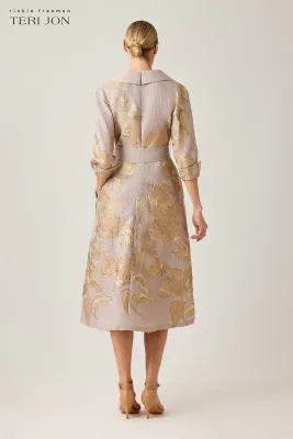 JACQUARD METALLIC PRINTED SHIRT DRESS 267230
